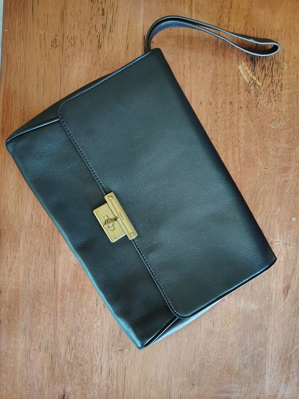 Black Leather Fossil Clutch
